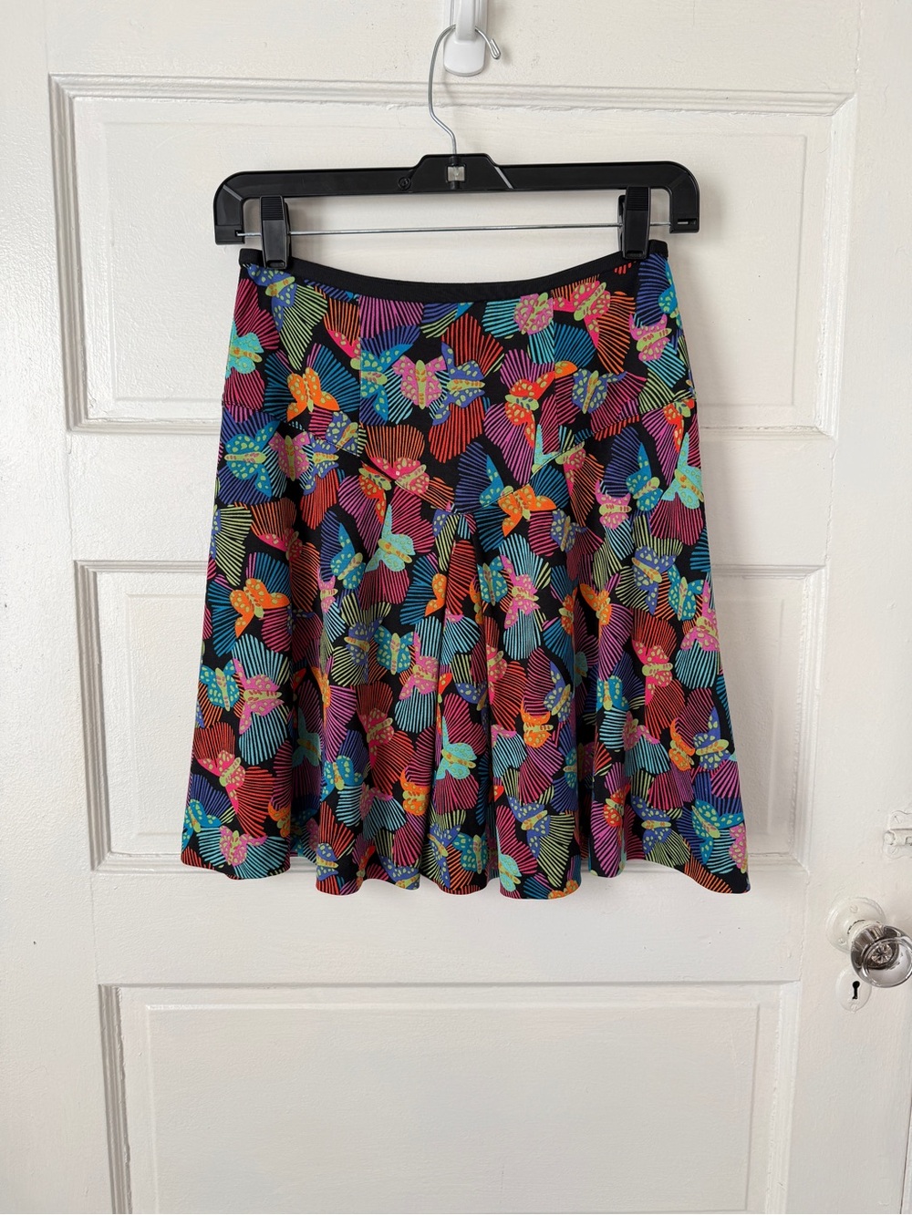 Diane von Furstenberg DVF 100% Silk Butterfly Print Mini Skater Skirt Y2K Sz 2